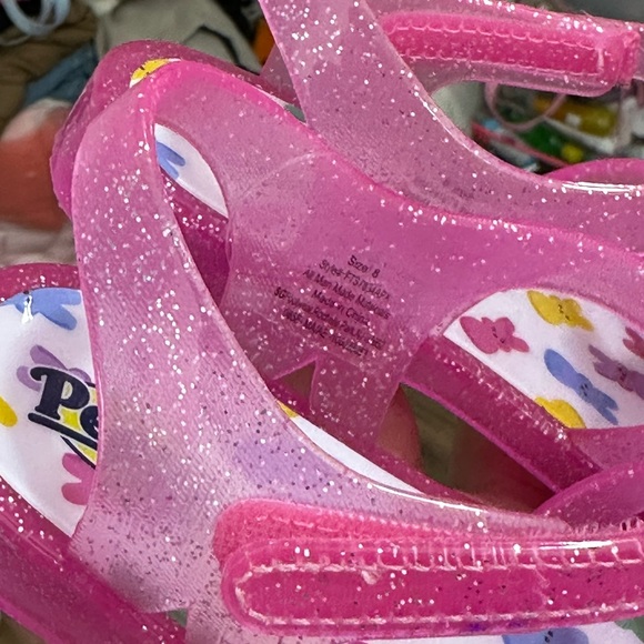 🦋Peeps Toddlers pink glittery jelly-style sandal featuring  pink Peeps bunny .8 - Picture 5 of 6